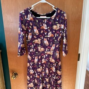 Popsy Vicky purple fox dress size UK 8